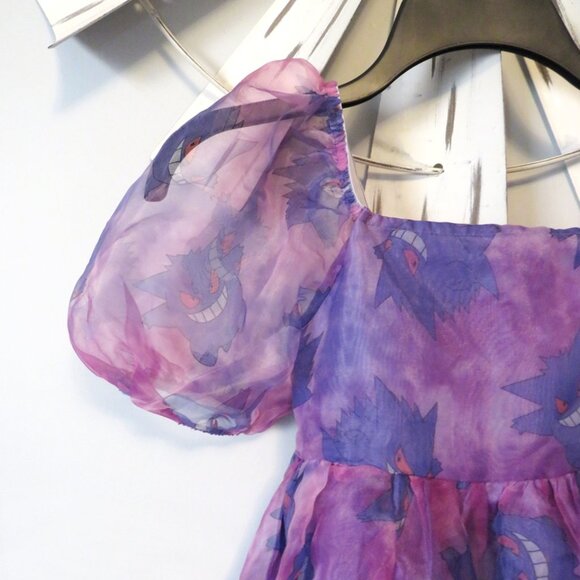 NWT Pokemon Girls Gengar Puff Sleeve Organza Dress Size L (10/12) - Picture 8 of 14